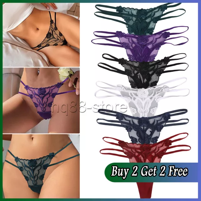 Women Sexy Lace Knickers Thong Brief G-string panties Lingerie Underwear UK