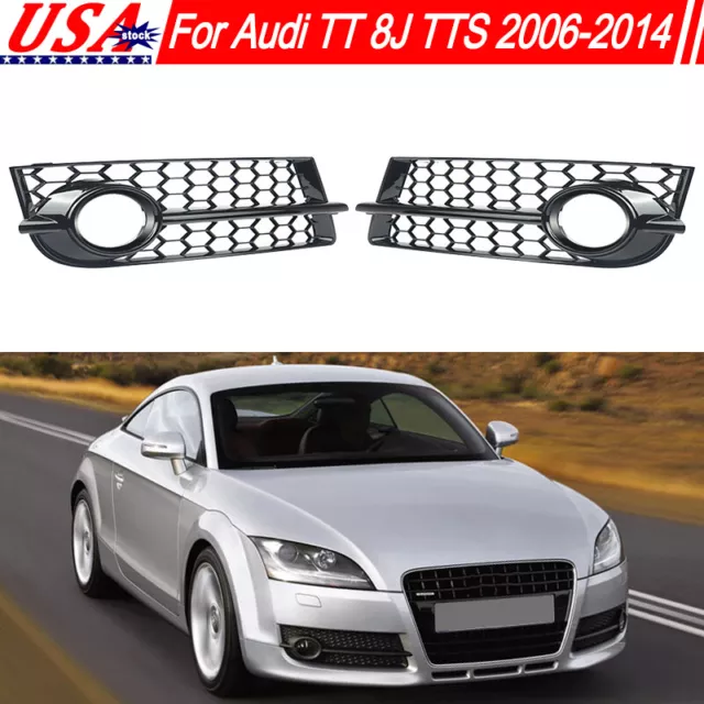 For Audi TT 8J TTS 2006-2014 Black Honeycomb Mesh Fog Light Lamp Grille Covers