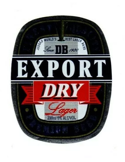 New Zealand Beer Label - Dominion Breweries Ltd, Auckland - Export Dry Lager