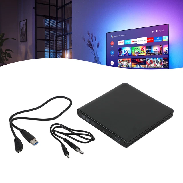 External Blu ray Drive BD Combo Player USB 3.0 Type-C for Win10 Mac OS Black
