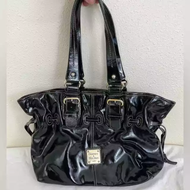 DOONEY & BOURKE Chiara Black Patent Leather Shoulder Bag