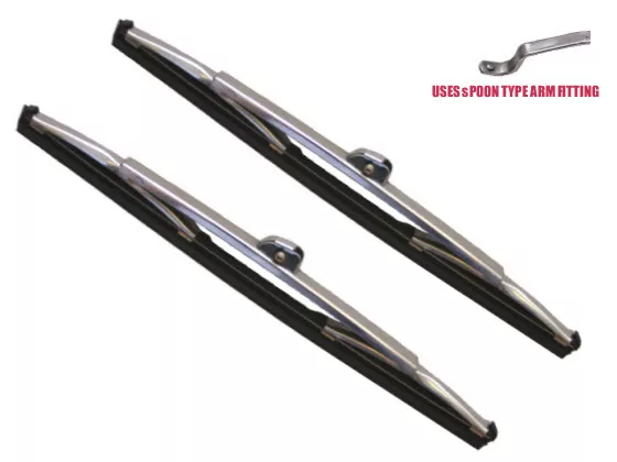 Tex 8 inch Stainless Steel Spoon Type Fitting Wiper Blade (a Pair)