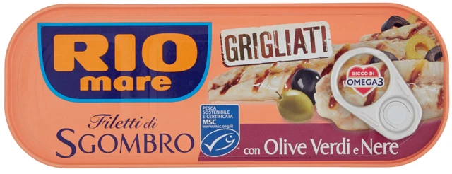 FILETTI DI SGOMBRO GRIGLIATI RIO MARE TONNO CON OLIVE OLIO DI OLIVA LATTINA 120g