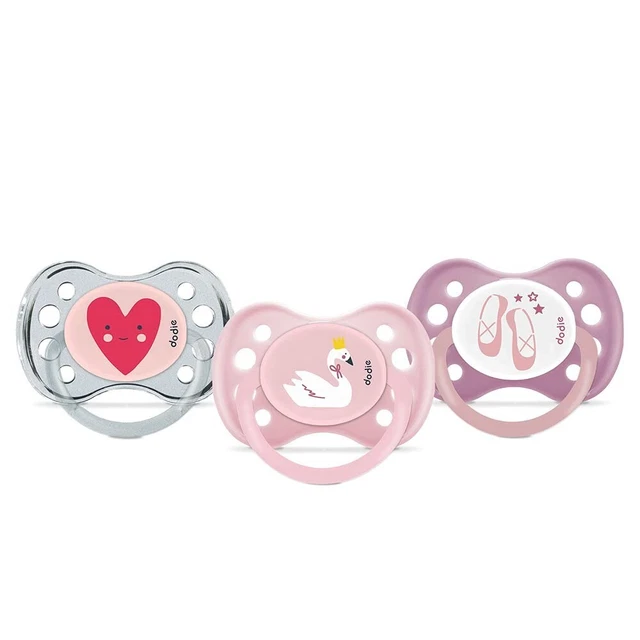 Dodie Set mit 3 Schnullern, anatomisch, Ballerina/Schwan/Herz, +6 Monate