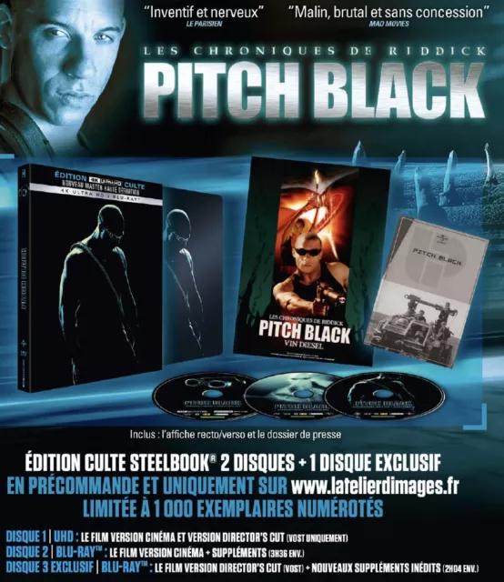 PITCH BLACK VF UHD  – ÉDITION CULTE NUMÉROTÉE SteelBook Combo 4K + BLU-RAY NEW