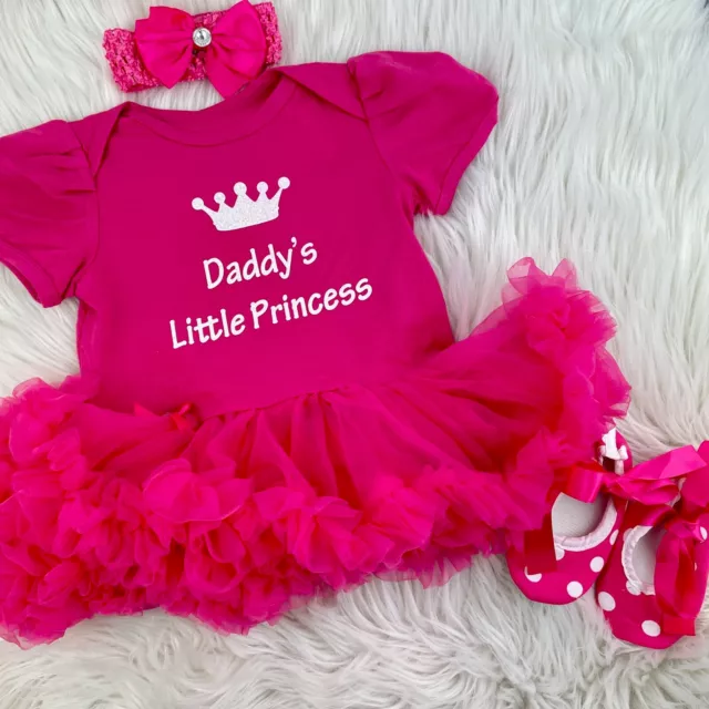 BABY GIRL PRINCESS TUTU ROMPER, Crown Daddy’s Little Princess Pink Dress Shoes