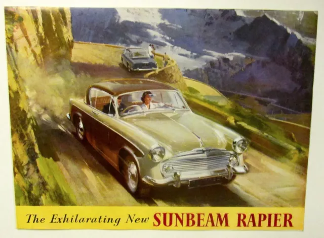 Vintage original SUNBEAM RAPIER BROCHURE Foldout Poster Catalog 1955 - 1957 car