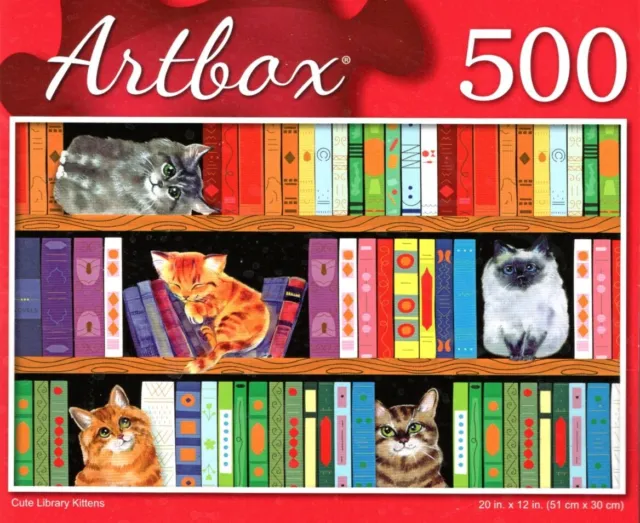 Cute Library Kittens - 500 Pieces Jigsaw Puzzle