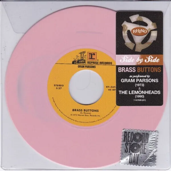 Gram Parsons / The Lemonheads Brass Buttons PINK VINYL Vinyl Single 7inch