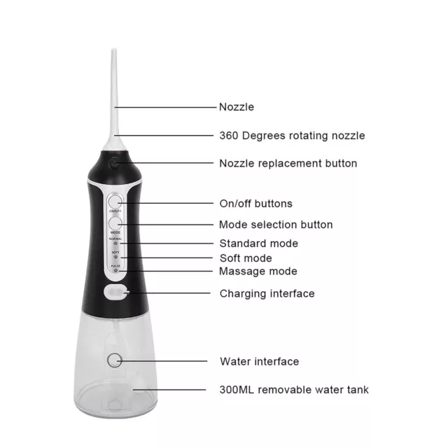 (WF201)Electric Oral Irrigator Water Flosser USB Charging Waterproof Teeth GFL