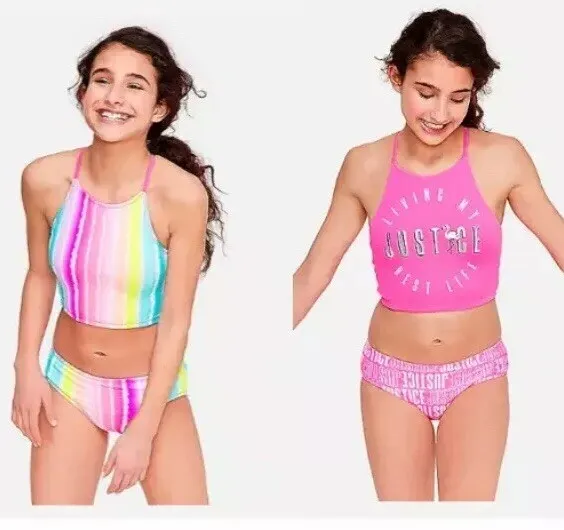 NEW JUSTICE GIRLS Reversible Swimsuit Tankini Sz 18 Swim Wear 2 Pc Flamingo  Suit $24.00 - PicClick