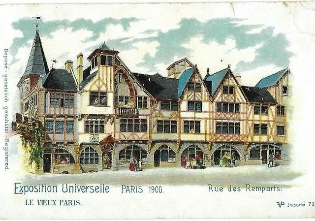CPA carte postale ancienne pub Expo. Universelle 1900 Paris rue des Remparts