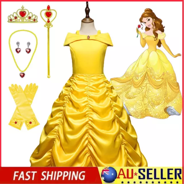 Kids Girl Beauty and the Beast Fancy Dress Belle Princess Party Cosplay Costume