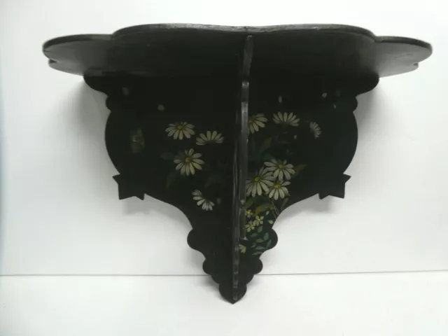 Vintage Lacquer Hand Painted Daisies Butterfly Japanese Folding Wall Shelf