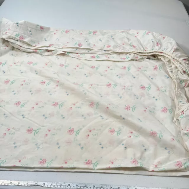 vintage martex queen fitted sheet beige flowers no iron percale
