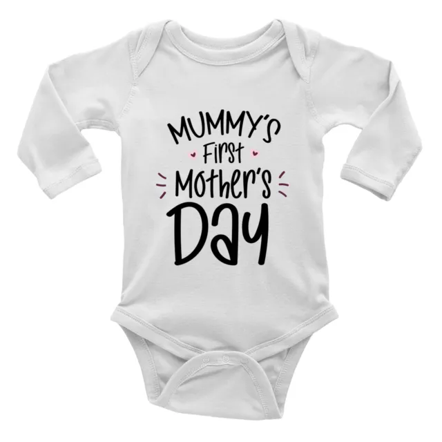 First Mother's Day Design Long Sleeve Baby Grow Vest Bodysuit Boys Girls Gift