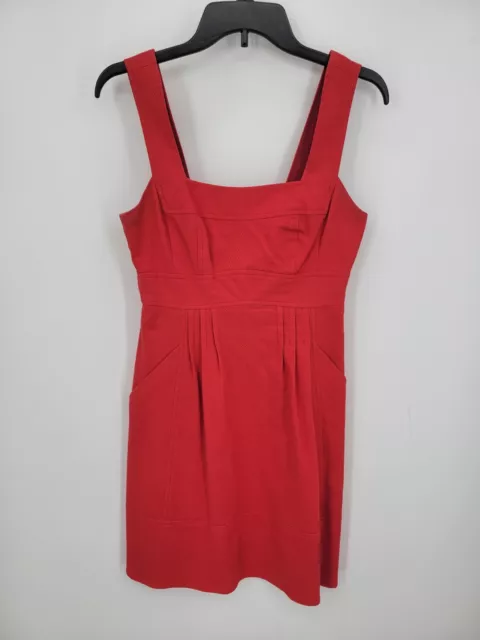 Nanette Lepore Dress Womens 4 Red Pique Sleeveless Square Neck Fit & Flare Boho