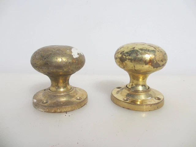 Vintage Brass Door Knobs Handles Plates Old Retro