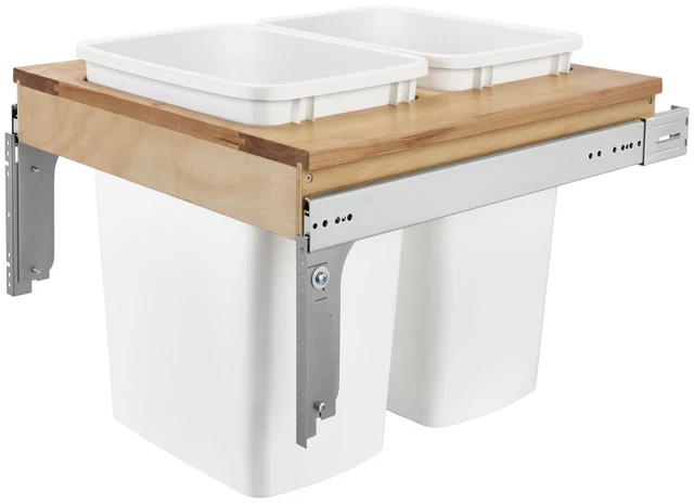 Rev-A-Shelf 4WCTM-24DM2 4WCTM Top Mount Double Bin Trash Can for - Natural Wood