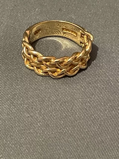 9ct Keeper Ring Birmingham 1978 Yellow Gold size O and 1/2.