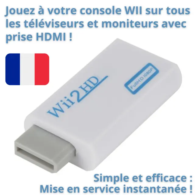 Wii HDMI adaptateur convertisseur Full HD 1080P / 720P pour Nintendo Wii Neuf