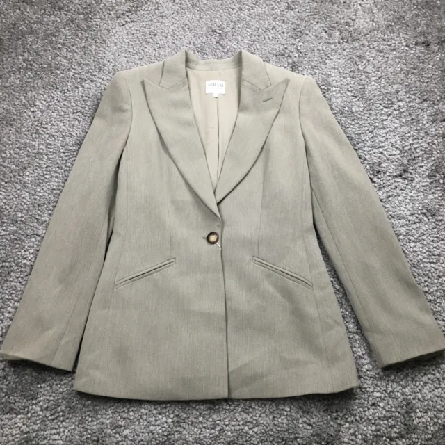 Armani Collezioni Womens Wool Blend Blazer Sz 6 Olive Gray One Button NWT $865