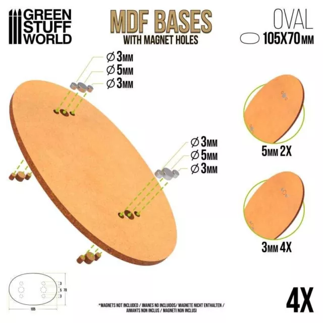 Socles OVALES 105x70mm MDF - Modelisme AOS Figurines Bases Plateaux Laser Armées 2