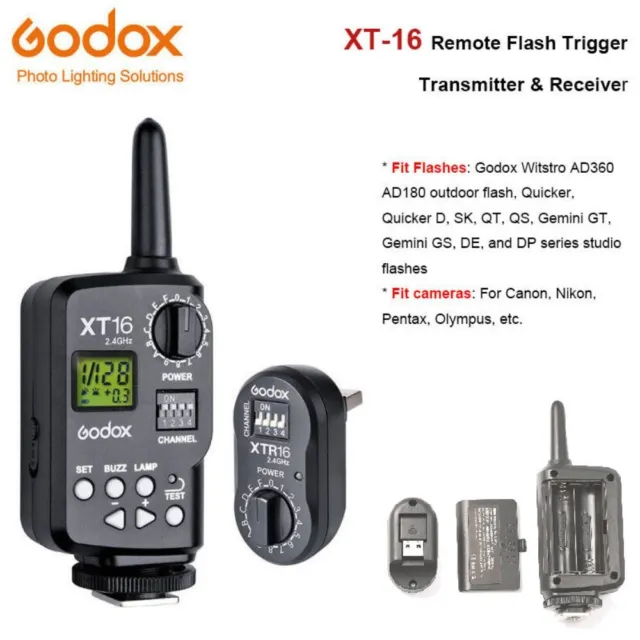 Godox XT-16 2.4G Wireless Trigger Receiver Set For Studio Flash SK400II SK300II