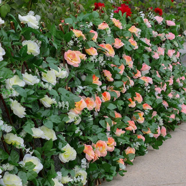 Künstliche Hecke Blume Laub Garten Zaun Mauer Balkon Sichtschutz Spalier