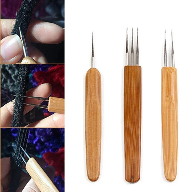 Crochets pour dreadlocks pour cheveux (0,5 mm ; 0,75 mm) avec poignée en acier pour tresses, loisirs créatifs
