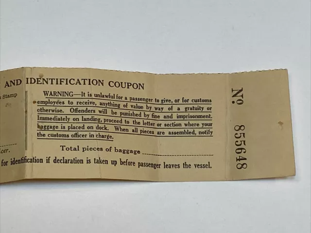 Harry Hazzard Iroquois Ship Boat Vessel Passenger ID Duty Travel Coupon Vintage 3