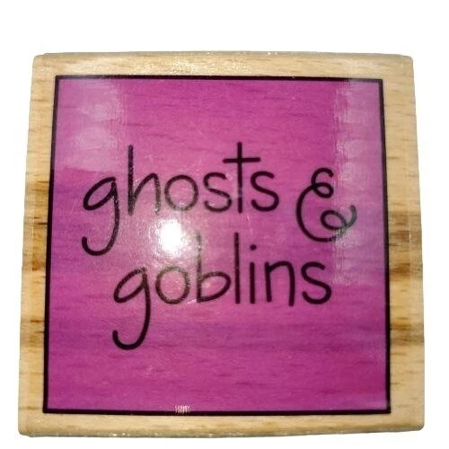 Studio G Scrapbook Halloween Ghosts & Goblins Text Rubber Stamp Holiday