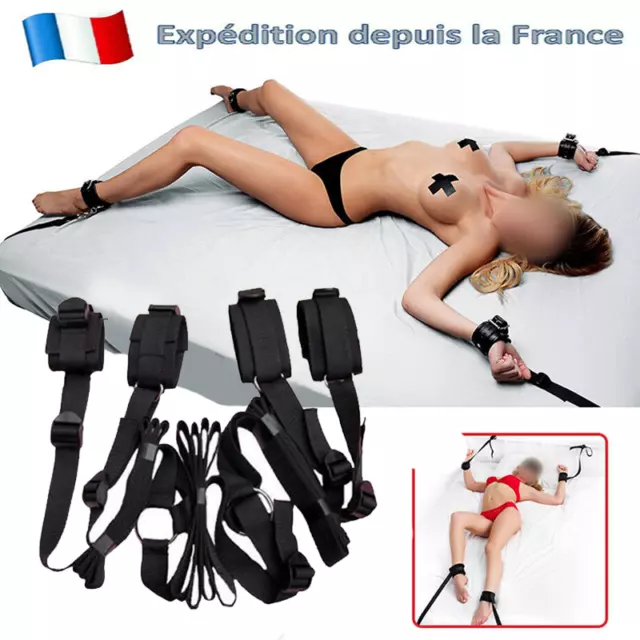 Menottes De Bondage Pour Le Lit Système De Retenue Poignet Cheville BDSM Fétiche