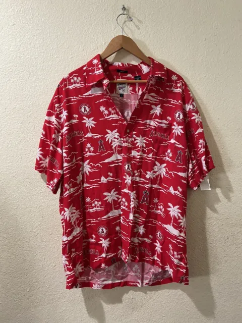 Reyn Spooner Shirt Los Angeles Angels Hawaiian Button Up Mens L Red MLB