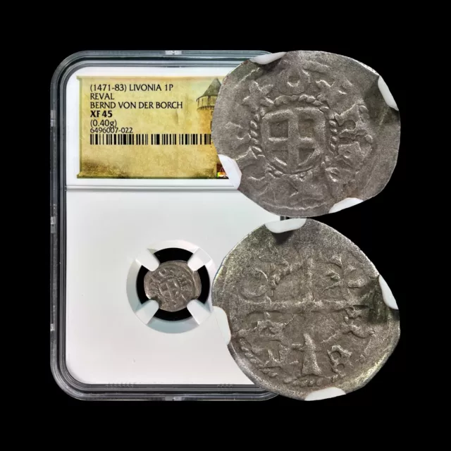 LIVONIA. 1471, Pfennig, Silver - NGC XF45 - Teutonic Order, Reval, Tallinn 022