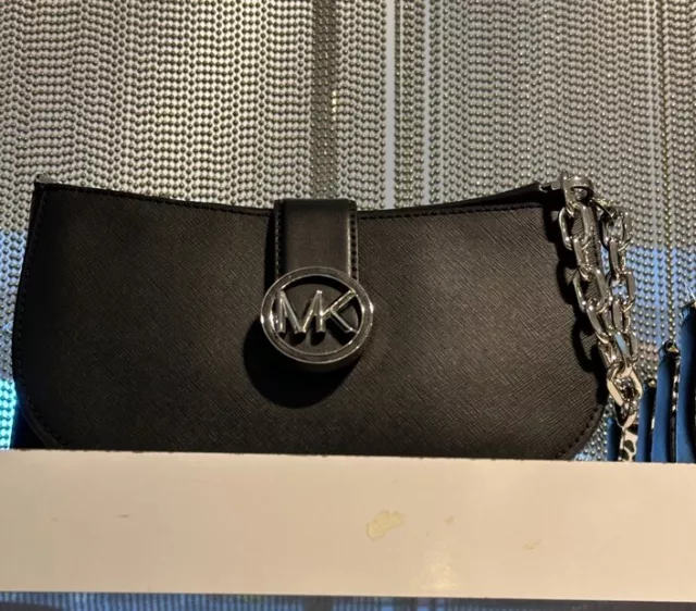 Michael kors black and silver handbag deals