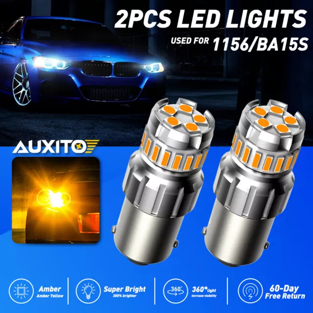 AUXITO LED Turn Signal Blinker Light 1156 7506 P21W Amber Yellow Bright DRL Bulb