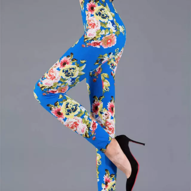 Donna Floreale Leggings Ragazze Sottile Elasticizzato Casual Stampa Vita Alta