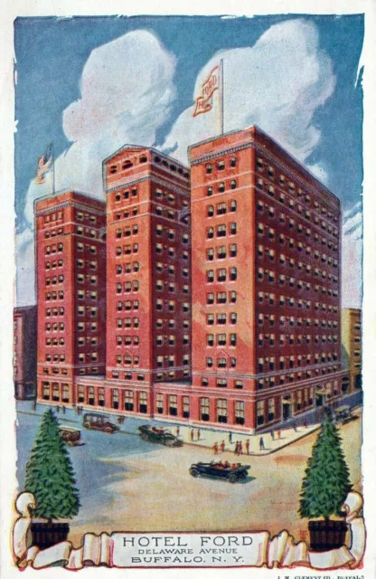 Hotel Ford Delaware Ave Buffalo New York NY Vintage White Border Post Card