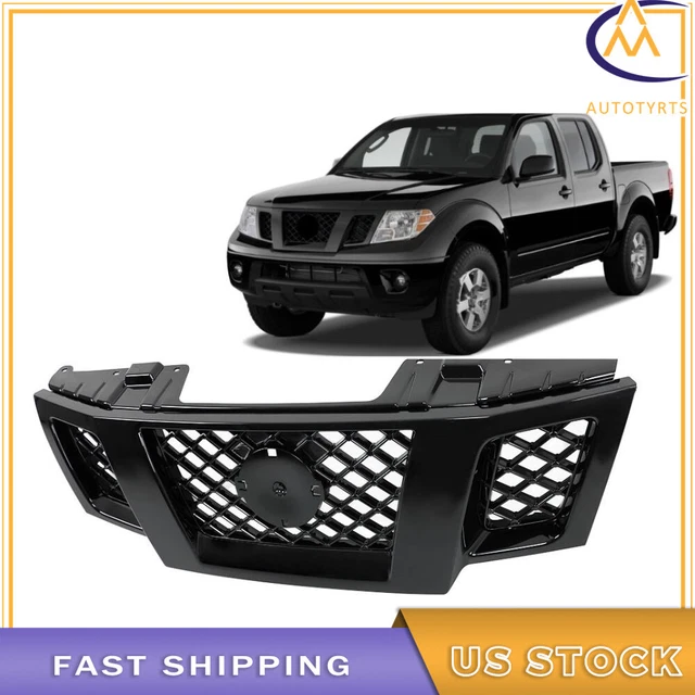 FOR 2009-2021 NISSAN Frontier Gloss Black Grill Front Upper Grille ...