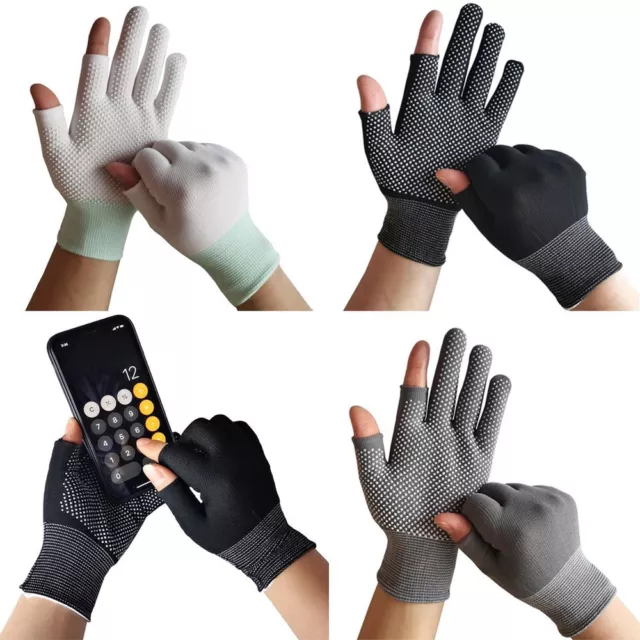 Two Half Fingers Sun Protection Anti-Slip Fishing Gloves Driving Biking Mittens