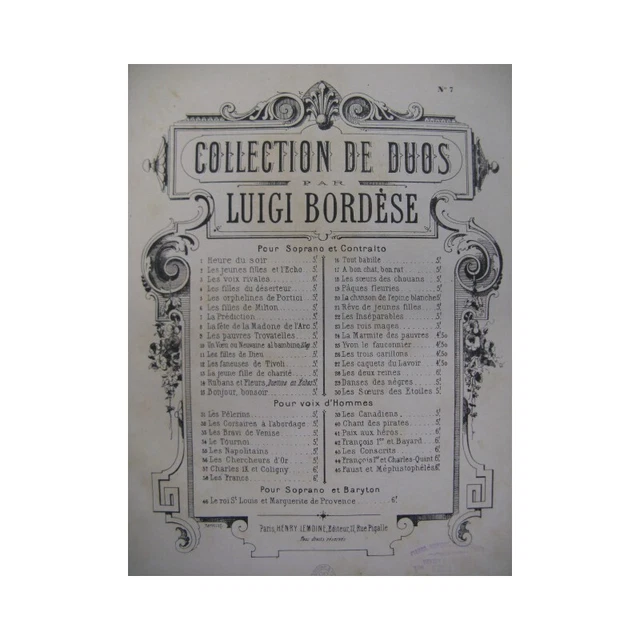 BORDESE Luigi La Prédiction Chant Piano ca1895