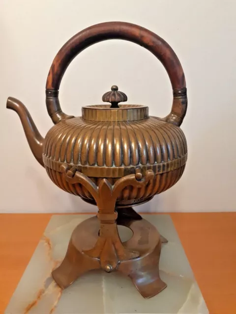 ANTIQUE GORHAM BRASS TEAPOT WOOD HANDLE AND WOOD FINIAL 1880’s
