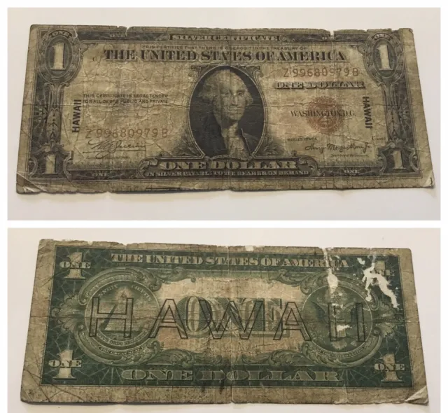 Vintage One Dollar $1 Hawaii Brown Seal Z-B Block 1935-A Silver Certificate Bill