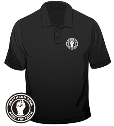 Northern Soul Mens Polo Badge Keep The Faith Regular Fit Cotton T-Shirt