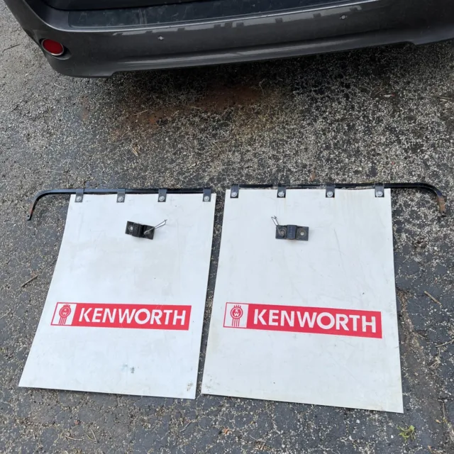 (2) Semi Truck Kenworth Mud Flaps 24x30 w/Brkts L& R Gravel Guards Front Fenders