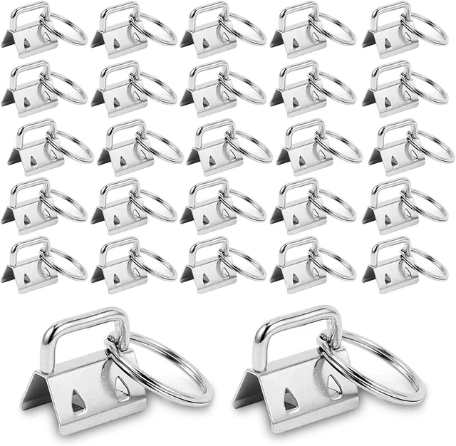 YOUNTHYE 100 Pack Key Fob Hardware 1 Inch Bulk, Silver Tone Key Chain Fob Wristl