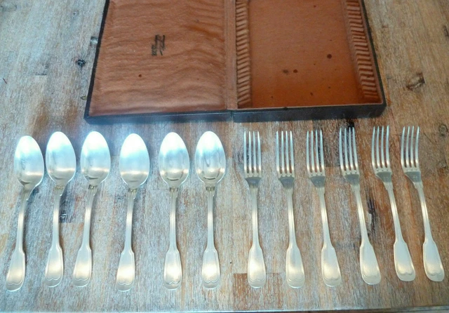 Coffret cuillère et fourchette en métal argenté