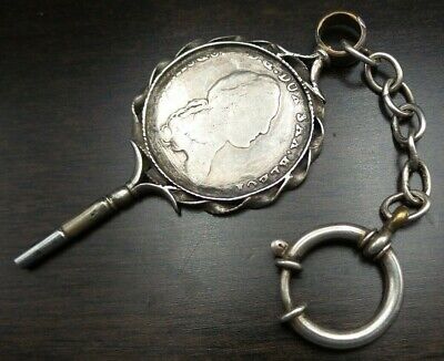 Beautiful Antique 19th Century European 800 Silver Pocket Watch Key /w 1787 Coin