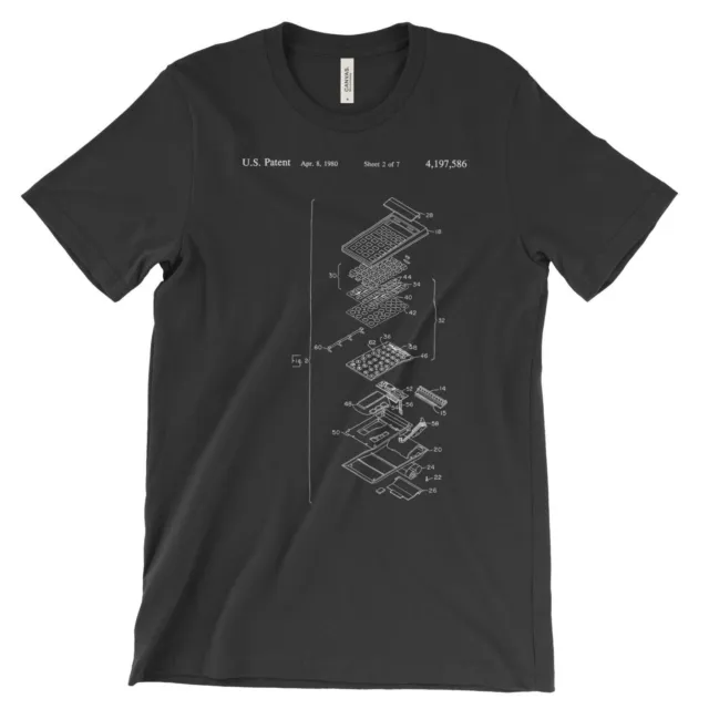 Calculator Patent T-Shirt.100% Soft Cotton Comfy Tee on Black White or Gray